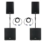 Pronomic Powerstage Concert 1815 2.2 - aktives PA-Set mit 2x 18'-Subwoofer und 2x 15'-Satelliten - 2600 Watt Gesamtleistung (RMS) - inklusive Distanzrohre und Kab