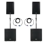 Pronomic Powerstage Concert 1815 2.2 - aktives PA-Set mit 2x 18'-Subwoofer und 2x 15'-Satelliten - 2600 Watt Gesamtleistung (RMS) - inklusive Distanzrohre und Kab