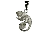 SILBERMOOS Damen Herren Kinder Anhänger Chamäleon matt 925 Sterling Silber/Kette op