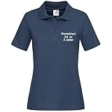 Stedman Lady Polo-Shirt Damen Polohemd Bestickt mit Name | Wunschtext (M, Navy Blue)