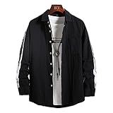 Hemd Herren Oversize Revers Knopfleiste Hemd Herren Trend Mode Lässig Langarm Shirt Herren Schick Ärmeldesign All-Match Hemd Herren Frühling Herbst Klassisch Hemd H