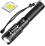 Taktische LED-Taschenlampe, hohe Lumen, XHP50, wiederaufladbar, Hand-Taschenlampe, ultrahell, wasserdicht, einstellbarer Fokus, Power-Anzeige, tragbar, 5 Modi, Wandern, N