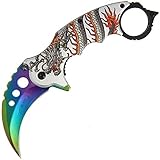 G8DS® Karambit Scharfes Outdoor Survival Karambitmesser | Kleines Einhand-Messer，Messer mit Rainbow Edelstahlklinge, für Arbeit Wandern Camping