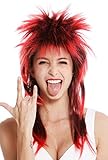 WIG ME UP - DH1069-P103TPC13 Perücke Fasching Karneval Punk Vokuhila Rocker wild 80s Wave toupiert lang schw