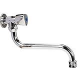 Sanixa GO700700 Kaltwasser Wand-Ventil | Messing verchromt | schwenkbarer Auslauf | Kaltwasserventil | Wandarmatur | W