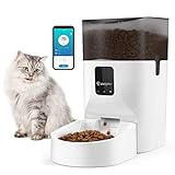 VavoPaw Smart Katze Futterautomat, 7L Große Kapazität WiFi Automatischer Futterspender Trockenfutter Spender Futternapf mit Timer Ton-Aufnahmefunktion für Katze Kleintiere, Schw