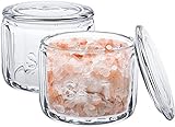WUWEOT 2 Stück Salztopf mit Deckel aus Glas 300ml Salzbehälter Salzstreuer Salzdose Vorratsbehälter Salzkeller mit Deckel Salz Aufbewahrungsbehälter Salz Box Retro Stil Transparent (9,5 x 8 cm)