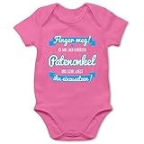 Shirtracer Statement Sprüche Baby - Ich Habe einen verrückten Patenonkel blau - 1/3 Monate - Pink - Baby Strampler Patenonkel - BZ10 - Baby Body Kurzarm für Jungen und M