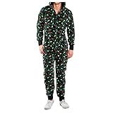 KIMODO Weihnachten Jumpsuit Trainingsanzug Jogginganzug GanzköRperanzug Sportanzug Herren Overall Onesie Reißverschluss Hoodie Langarm Sweatshirt Set Pyjamas Nachtwäsche (B-Grün, M)