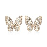 Gelvtic Schmetterling Ohrringe Gold für Mädchen Damen,Modeschmuck Ohrringe Ohrstecker,Valentinstag Geburtstagsgeschenke für Mutter sie Freundin (95 Gold)