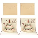 3D Pop-Up Geburtstagskarten Geburtstags-Grußkarten mit Umschlage Papier-Cut Geschenk für Freunde Liebhaber Familie 2 Pack
