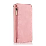 Uposao Kompatibel mit iPhone 6S 4.7 Hülle Geldbörse mit Reißverschluss Männer Schutzhülle Leder Wallet Case Handyhülle Klapphülle Magnet Kartenfach Bookstyle Lederhülle,SRose G