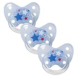 Dentistar Latex Schnuller 3er Set - Nuckel Größe 3, ab 14 Monate - Naturkautschuk Beruhigungssauger für Babys - Sterne, b