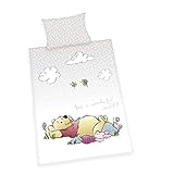 Herding Winnie Puuh Kleinkinder-Bettwäsche-Set, Wendemotiv, Bettbezug 100 x 135 cm, Kopfkissenbezug 40 x 60 cm, Baumwolle/Renforcé