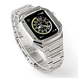 LLKHFA Stahlbandkoffer for Apple Watch 6 SE 5 4. Edelstahlmod for IWATCH 44mm 40mm Luxus-Metallgehäuse und -Band for Apfel DIY. Eiche (Band Color : Diamond Steel, Band with : 42/44)