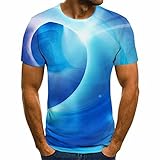 Baruler T-Shirt Wassertropfen Print Casual Trendmarke Herren Kurzarm Top Rundhals Jacke, 2, S