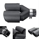 YUXIwang Auspuffrohr 63mm Universal Auspuff-Schalldämpfer-Spitzen-Endschwanzrohr Echte Kohlefaser Matte Schwarzes Doppel-Auspuffrohr Compatible with j