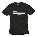 Cooles Geek T-Shirt mit Spruch Loading Please Wait schwarz Männer M