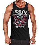 Neverless® Herren Tank-Top North Wikinger Norwegen Skull Totenkopf Print Muskelshirt Muscle Shirt schwarz L