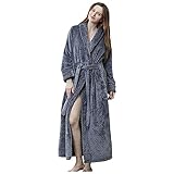RMBLYfeiye Bademantel Damen Morgenmantel Lang Fleece Bademantel,Trage einen Gürtel Bademantel Nachtwäsche Kimono Saunamantel mit Tiefer V-Ausschnitt Mode Lose Pyj