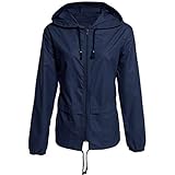 YUPENG Damen Casual Mode Regenjacke Frühling und Herbst Neu Damen Dünnschnitt Wasserdicht Atmungsaktiv Leicht Jacke Camping und Wandern Außenbereich Kapuzenjacke L