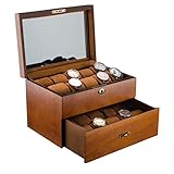 Yangxuelian Uhrenboxen Watch Box Display Box Holzfenster Watch Box Schmuck-Box Lock-20-Bit-Schmuck Aufbewahrungsbox 31x21x19cm Neuen Jahres (Color : Brown, Size : 31x21x19cm)