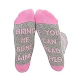Boolavard Wenn Sie diese Neuheit lesen können Lustige Sprüche gekämmte Baumwolle Crew Kleid Bier Kaffee Schokolade Wein Socken, Gag Geschenk Schuhgröße 39-45 für Männer, Frauen (Wein-Grau/Pink)