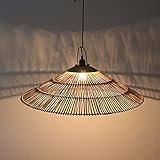 Wlgt Bambus Kunst Lampenschirm Kronleuchter, Kreative Handgemachte Rattan Anhänger Laterne Einzelner Kopf Droplight E27 Teehaus Restaurant Bar Café Club Deckenlamp