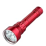HYK wasserdichte 6000 Lumen 5X XM-U2 LED Tauchtaschenlampe 2X18650 Unterwasser 100M Scuba Taschenlampe, superhelle leistungsstarke Taschenlampe (braun) nützlich(Rot)