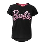 Barbie Logo Mädchen T-Shirt, Reversible Pailletten Schwarz Alter 5-14 Jahre, Barbie Geschenke, Mädchen Mode Top, Kinderkleidung, Kindergeburtstag Geschenk