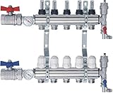 Heizkreisverteiler m Topmeter Flussmesser Kugelhähne Thermometer NORDIC- 5 Heizk