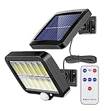 Solarlampen für Außen, 120 COB LED Solarleuchte Aussen mit Bewegungsmelder, IP65 Wasserdichte, 120°Beleuchtungswinkel, Aussenleuchte mit 16.5ft Kabel[Energieklasse A+++]