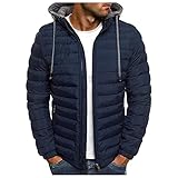 RYTEJFES Steppjacke Herren Leicht übergang mit Abnehmbar Kapuze Daunenjacke Winter Hoodie Kapuzenjacke mit Reißverschluss Baumwollwattierte Jacke Wintermantal Thermojacke Herrenjack