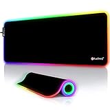 RuoCherg RGB Gaming Mauspad,9 LED Farben 12 Beleuchtungs-Modi Gaming Mouse Mat,Rutschfester Gummibasis und Wasserdichter Oberfläche Tastatur Mouse Pad für Professionelle Gamer, PC, Laptop-800x300x4