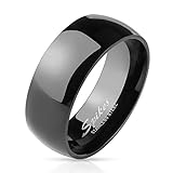 62 (19.7) Bungsa® Edelstahl Ring schwarz glänzend klassisch für Damen & Herren 49-70 (Fingerring Schmuckring Partnerringe Trauringe Verlobungsringe Damenring Herrenring Chirurgenstahl Frauen Männer)