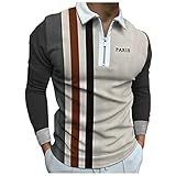 Chejarity Poloshirt Herren mit Half-zipper Langarm Golf T-Shirt Klassisch Casual Polohemd Spleißstreifen Reißverschluss Umlegekragen Shirts Top