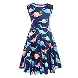 Kinder Mädchen Sommerkleid ärmellos Meerjungfrau Schmetterling Dinosaurier bedruckte Weste Swing A-Linie Knielang Casual Sundress Prinzessin Geburtstag Party Kleidung mit Taschen Gr. 7-8 J