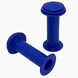 Land-Haus-Shop® Fahrradgriffe, Fahrrad Griffe, Roller Lenkergriffe, Moosgummi Überzug/Schaumstoff oder Leder Optik Kunstleder Retro Look (Kinder-Fahrradgriffe Blau)