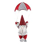 rzoizwko 2 Stück Weihnachtsmann GNOME Fallschirm Ornament， Weihnachtsbaum Hängende GNOME mit Fallschirm， Weihnachtsbaum Hängende Puppe Anhänger Urlaub Party Dekoration (Rot 45x18cm)