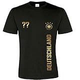 Herren T-Shirt| bedruckbar Wunschname + Wunschnummer Fußball Trikot | WM/EM Deutschland Trikot | in Verschiedene Grössen und Farben | INDIVIDUALISIERBAR (Schwarz, XXL)