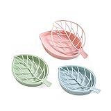 Hemore Seifenschale-Seifenhalter-Seifenablage mit Ablauf für Badezimmer, Abnehmbar für Einfache Reinigung, für Dusche, Bad, Küche, Keep Seife Bars Dry & Clean, 3 Stück,Pink, Blau, Grü