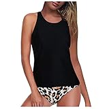 Tankini Damen Bauchweg Bademode Set Push up Damen Sport Tankini Badeanzug Zweiteiler Tankini Set Sommer Badeanzüge für Damen Tankini Oberteil mit B
