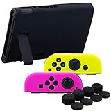 YoRHa Handgriff Silikon Hülle Abdeckungs Haut Kasten für Nintendo Switch/NS/NX Joy-Con Controller und Tablette (Rosa Gelb) mit Joy-Con Aufsätze Thumb Grips x 8