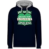 Shirtracer Scrabble Damen - Die TUT nix - Scrabble - Herz - 5XL - Navy Blau/Grau meliert - Herz - JH003 - Hoodie zweifarbig und Kapuzenpullover für Herren und D
