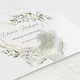 sendmoments Hochzeitseinladung, Golden Heart, C6 Klappkarten-Set, 5 Karten, mit Gold Veredelung, Einladungskarten Hochzeit personalisiert mit eigenem Text & Bild, optional mit passenden Umschläg