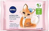 NIVEA 3in1 Hey Beautiful! Mizellen Reinigungstücher (25 Stück), sanfte Gesichtsreinigungstücher mit Vitamin E, Abschminktücher entfernen Make-Up & wasserfeste M