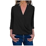 Damen-Chiffonhemd Urban Fashion Einfarbig V-Ausschnitt Langarm Casual Damen Arbeitsob