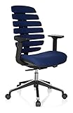 hjh OFFICE 714510 Profi Bürostuhl Ergo LINE II Stoff Blau Drehstuhl mit ergonomischer Rückenlehne & Lordosenstü