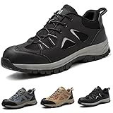 ISOOUS Sicherheitsschuhe Herren Damen Arbeitsschuhe S3 Schutzschuhe mit Stahlkappe Sportlich Schuhe Atmungsaktiv Schwarz 44