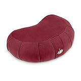 Lotuscrafts Zafu Meditationskissen Halbmond Siddha - Sitzhöhe 15cm - Yogakissen Halbmond mit Dinkelfüllung - Waschbarer Bezug aus Bio-Baumwolle - GOTS Z